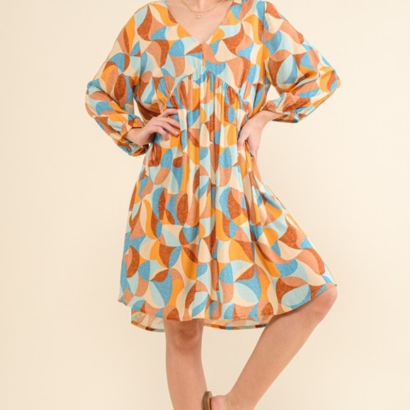 Colorful Geometric Print Open Back Dress - Picture 8 of 9